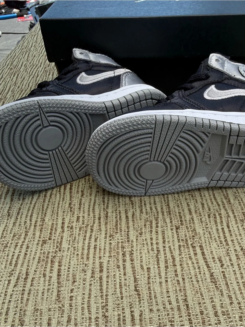 Nike Kids Black and Gray High-Top Sneakers with White Sole